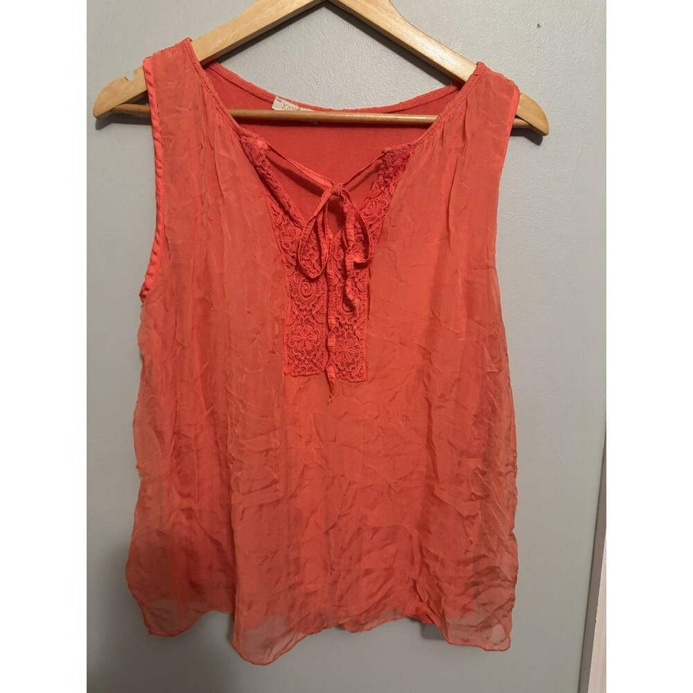 Keisha Orange Silk Rayon ElastineSleeveless Top Size M (D40)